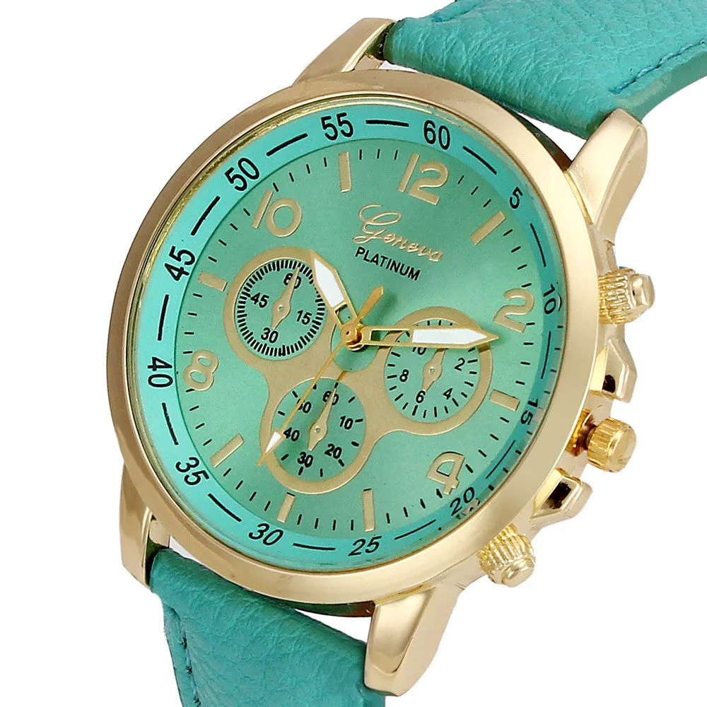 Relojes Geneva Leather Watch Analog Quartz Women Men dress women watches luxury wrist watch 9 Colors