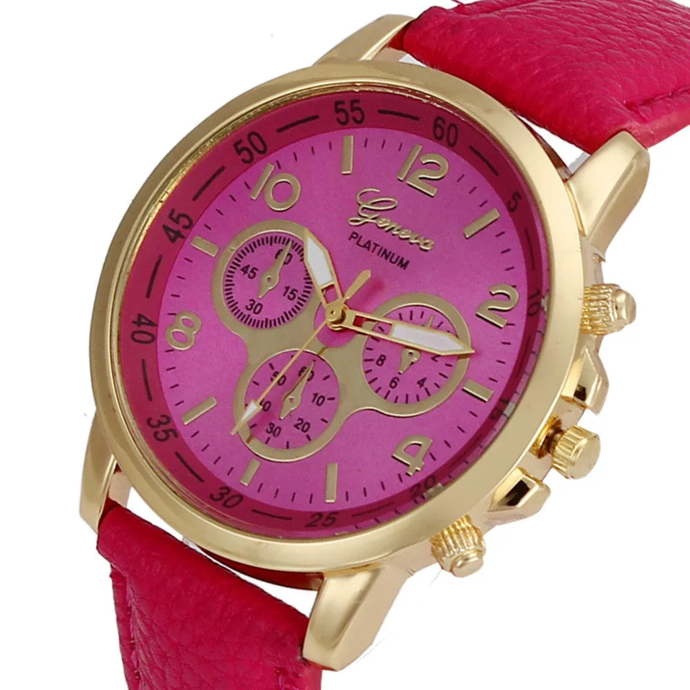 Relojes Geneva Leather Watch Analog Quartz Women Men dress women watches luxury wrist watch 9 Colors