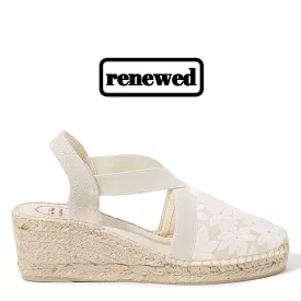 Renewed Embroidered Cotton Blend Wedge Espadrille for Women - Terra-F