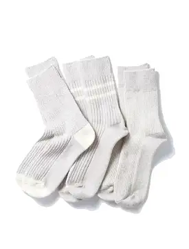 Rototo Recycle Cotton / Wool Daily 3 Pack Socks Gray / Off White