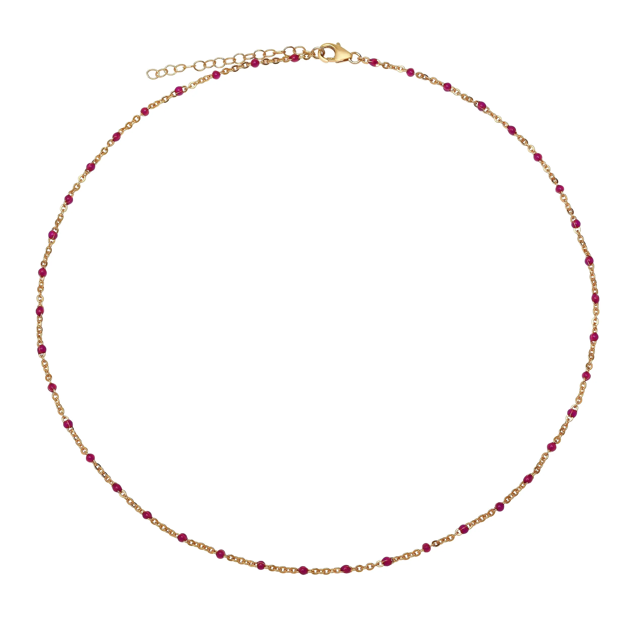 Ruby Red Enamel Bead Necklace