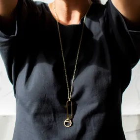 SALE - Window Pendant Necklace - Brass