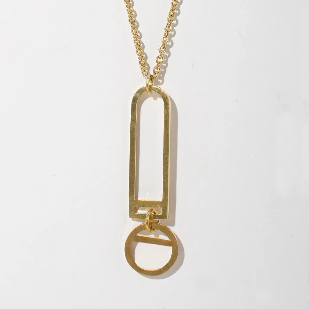 SALE - Window Pendant Necklace - Brass