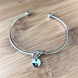 Silver Cuff Initial Personalized Bracelet