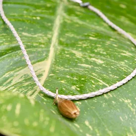 Small Oval Pendant Necklace in Gold, White