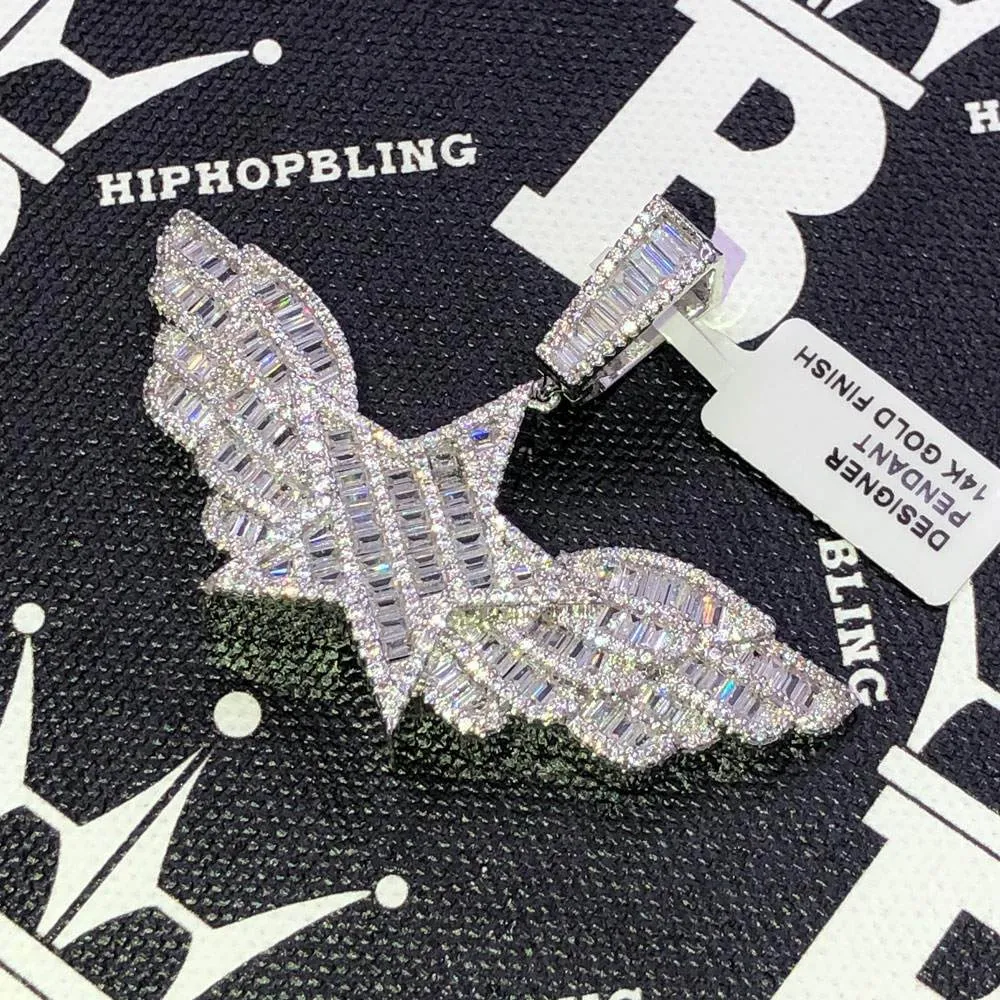 Star Wings Baguette CZ Hip Hop Bling Bling Pendant