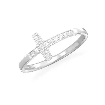 Sterling Silver and CZ Cross Ring