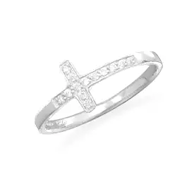 Sterling Silver and CZ Cross Ring