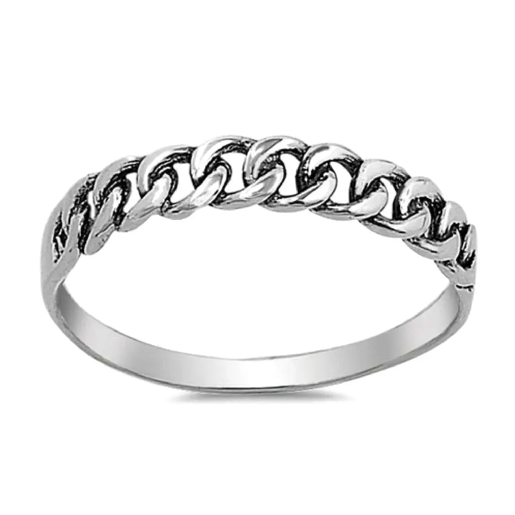 Sterling Silver Curb Chain Ring