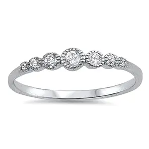 Sterling Silver CZ Round Stone Ring