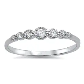 Sterling Silver CZ Round Stone Ring