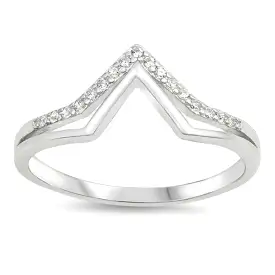 Sterling Silver Double V CZ Ring