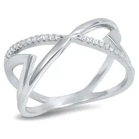 Sterling Silver Geometric CZ Ring