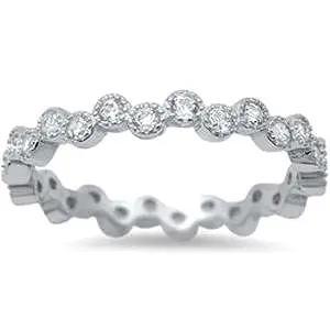 Sterling Silver Wavy CZ Stackable Ring