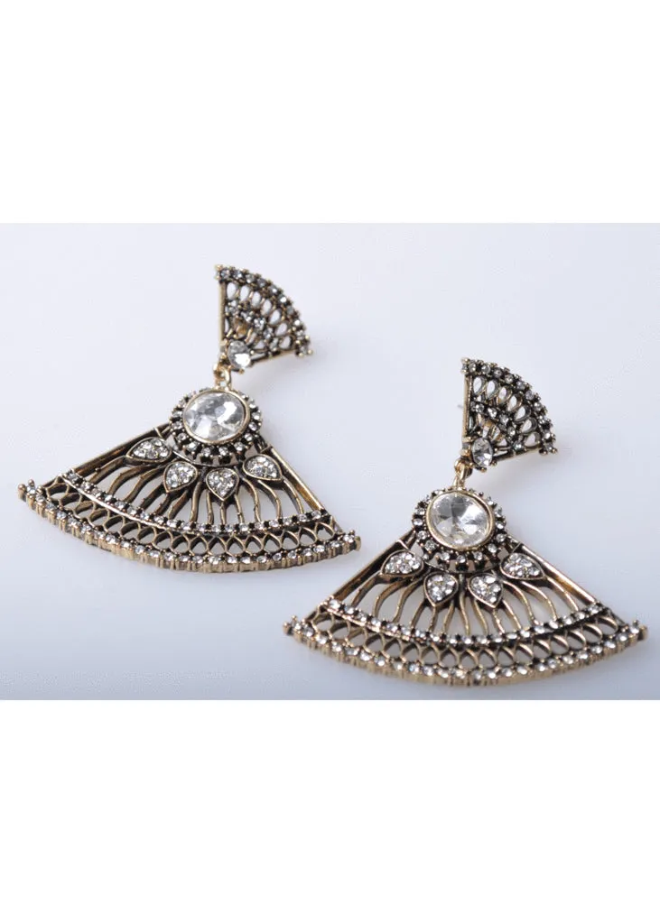 Succubus Crystal Fan Old Hollywood Glamour 20's Earrings