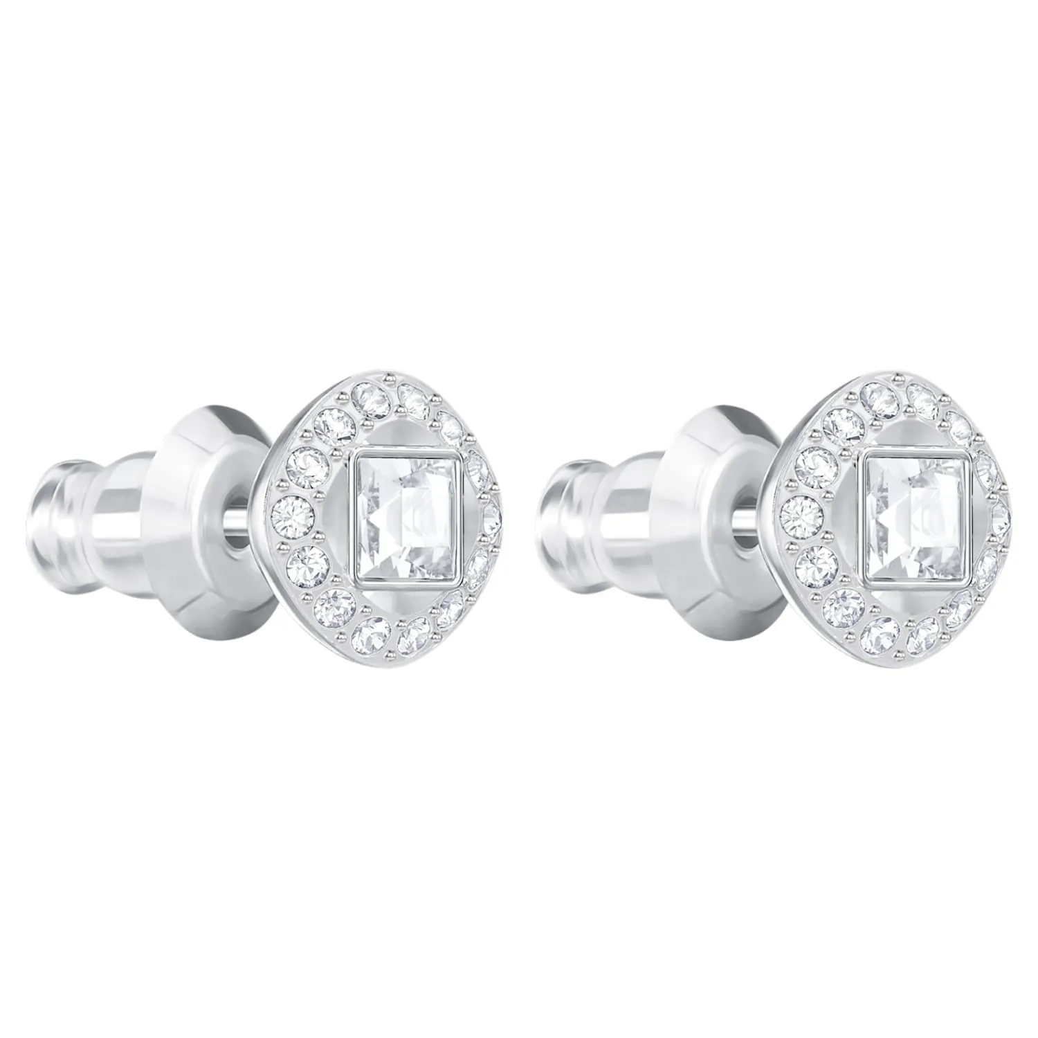 Swarovski Clear Crystal ANGELIC SQAURE Pierced Earring, Rhodium -5368146