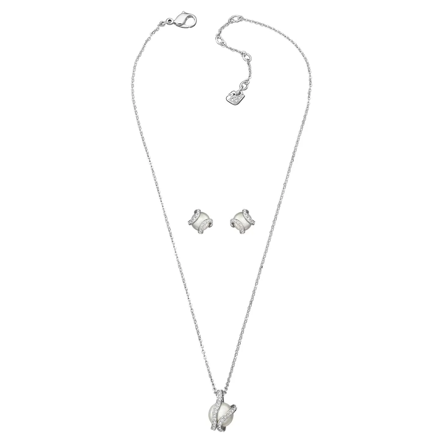 Swarovski Clear Crystal NUDE SET Water Pearls Necklace & Earrings -1081922