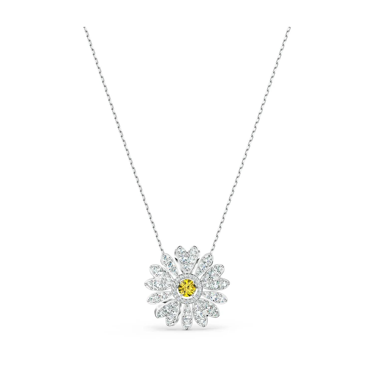 Swarovski Crystal Eternal Flower Pendant, Yellow, Rhodium Plated -5512660