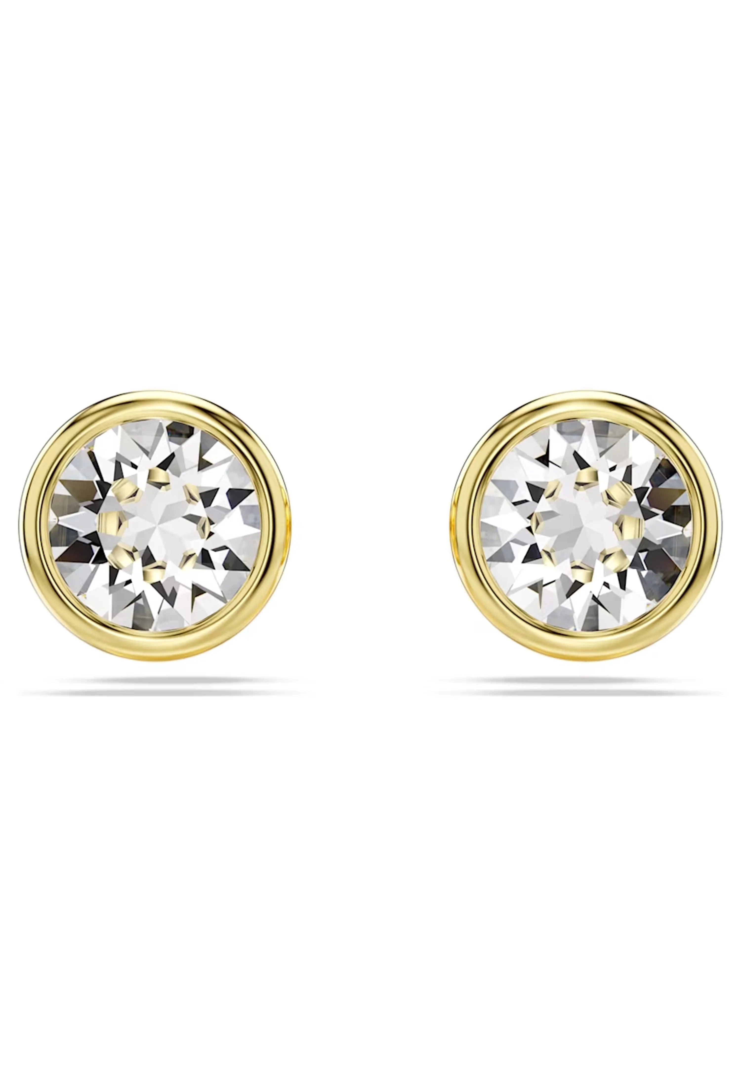 Swarovski Imber Round Cut Bezel Set Stud Earrings Gold Plated