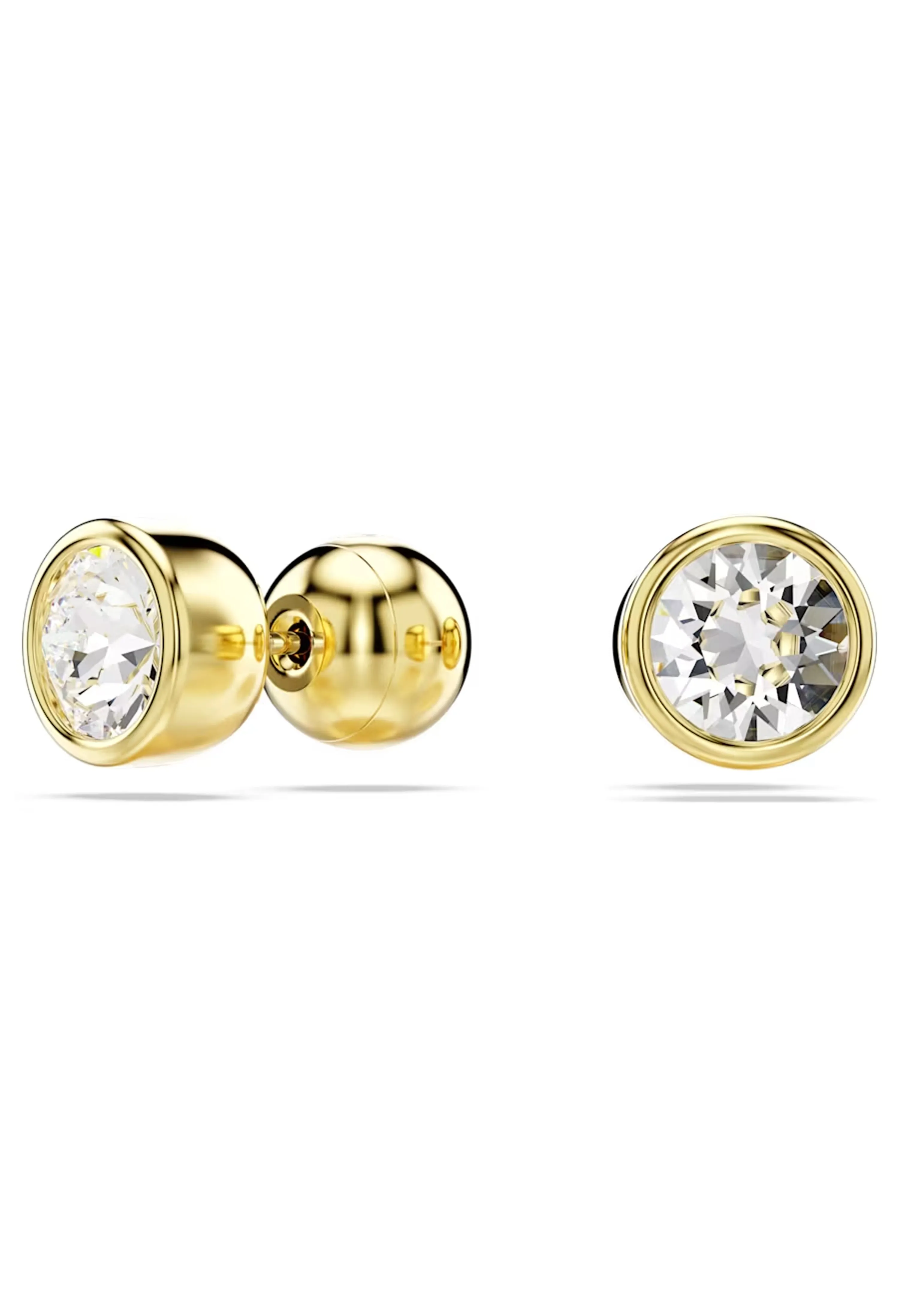 Swarovski Imber Round Cut Bezel Set Stud Earrings Gold Plated