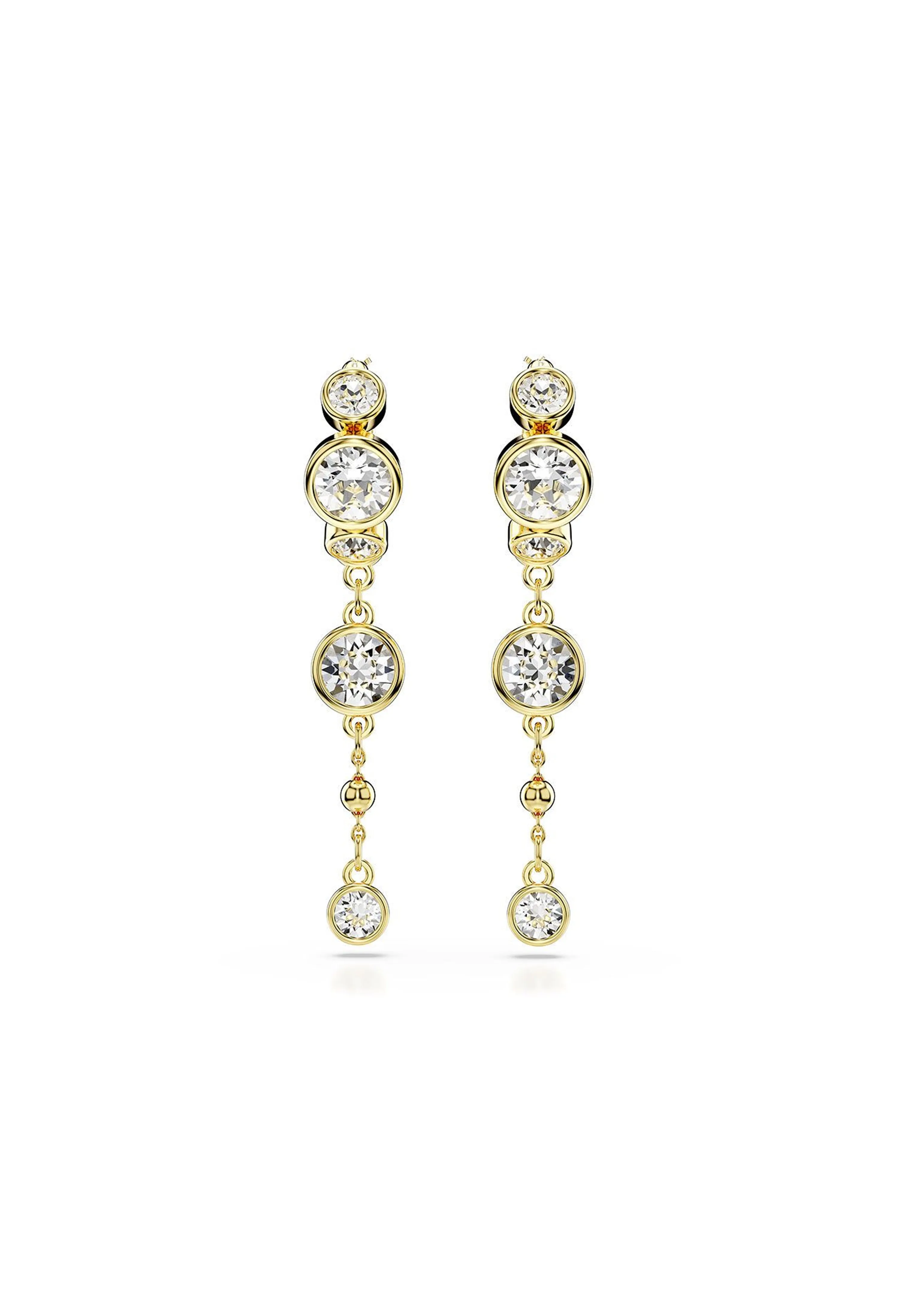 Swarovski Imber Round Cut Drop Earrings Gold Plated