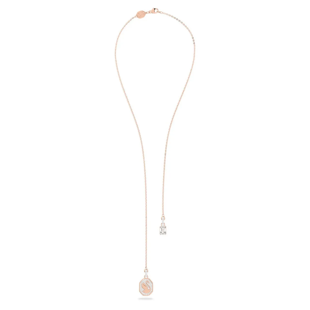 Swarovski Signum Y Necklace, Swan, White, Rose Gold-Tone Plated -5628565