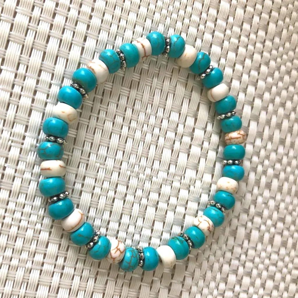 Turquoise and White Magnesite Bracelet