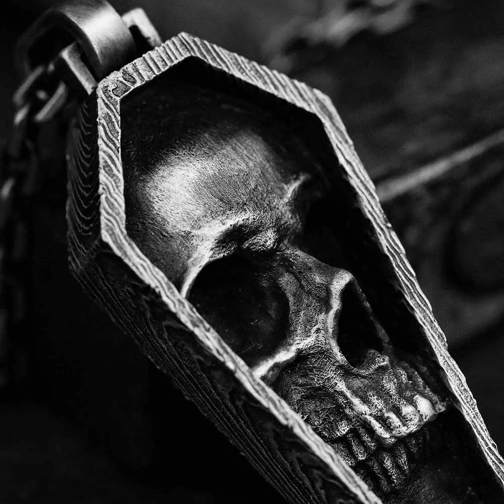 Unique Skull Coffin Gothic Pendant Necklace