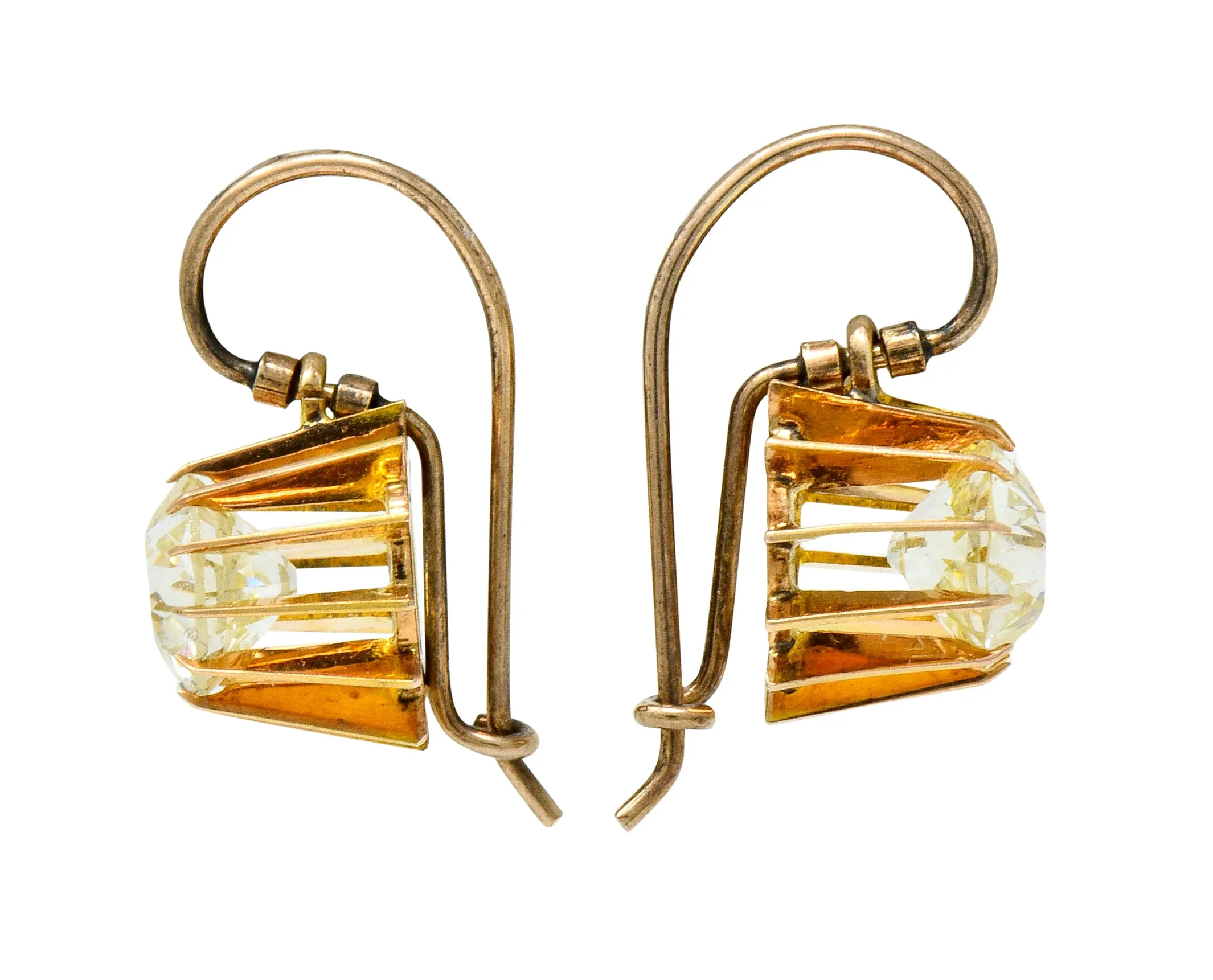 Victorian 2.04 CTW Old European Diamond Gold Articulated Drop Earrings