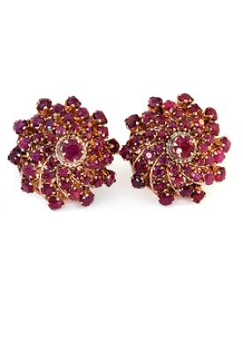 Vintage Ruby Bombé Earrings