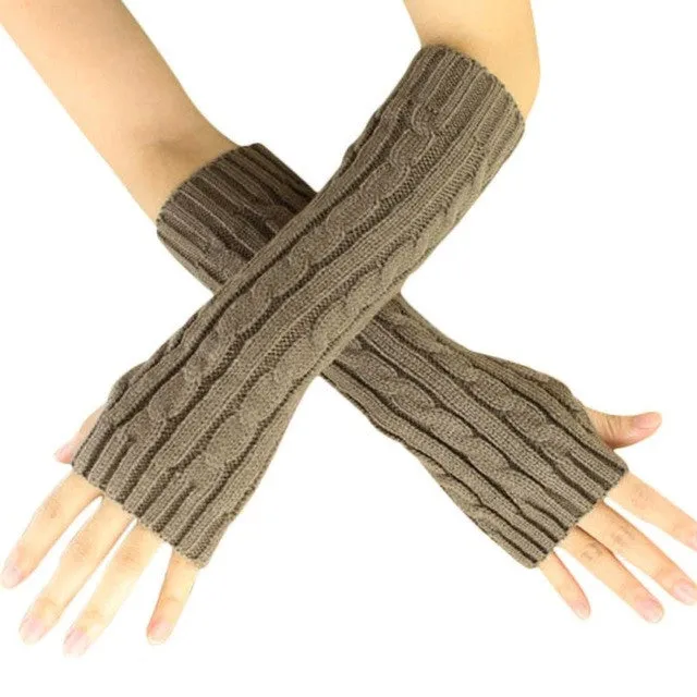 Warm Winter Gloves Women Knitted Warm Arm Fingerless Gloves Luvas De Inverno#A11 SM6