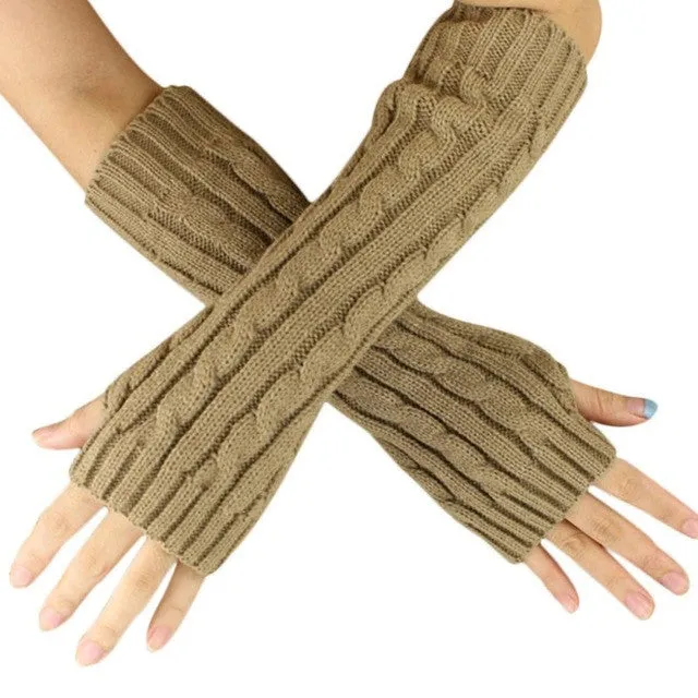 Warm Winter Gloves Women Knitted Warm Arm Fingerless Gloves Luvas De Inverno#A11 SM6