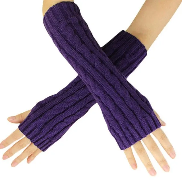 Warm Winter Gloves Women Knitted Warm Arm Fingerless Gloves Luvas De Inverno#A11 SM6