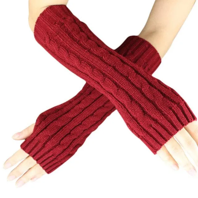 Warm Winter Gloves Women Knitted Warm Arm Fingerless Gloves Luvas De Inverno#A11 SM6