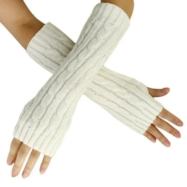 Warm Winter Gloves Women Knitted Warm Arm Fingerless Gloves Luvas De Inverno#A11 SM6