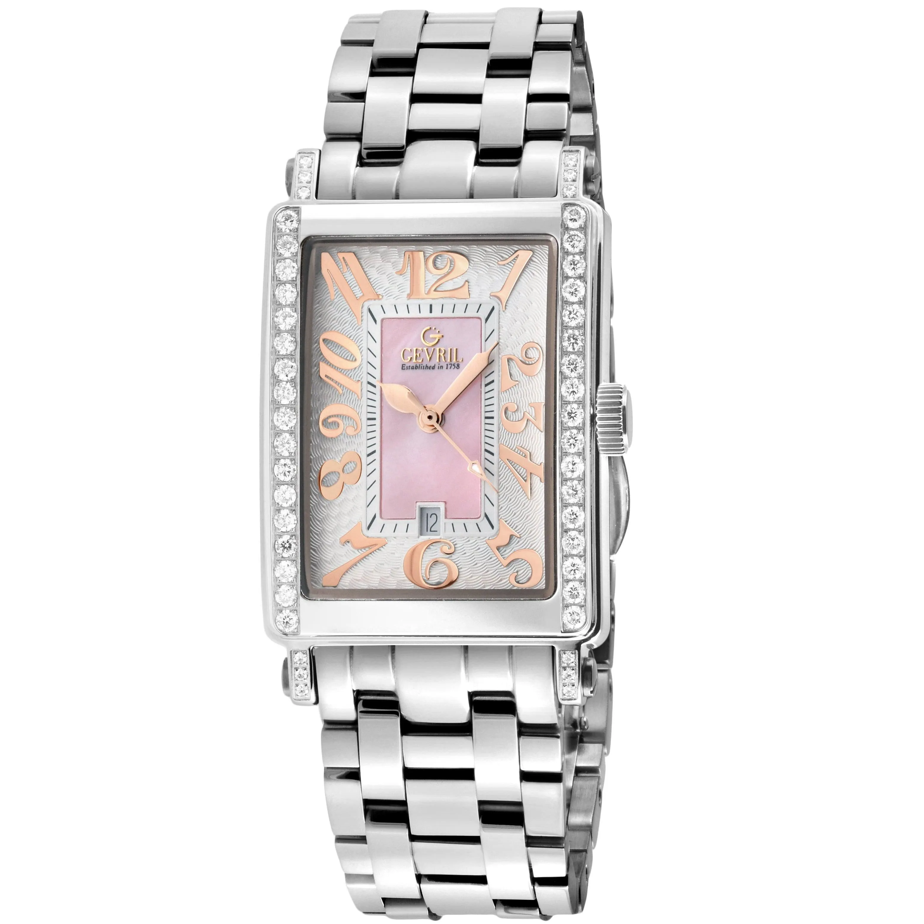 Watches | Ave of Americas Mini Swiss Quartz Diamonds Stainless Steel Diamond Case,  Pink MOP Dial Watch | Gevril