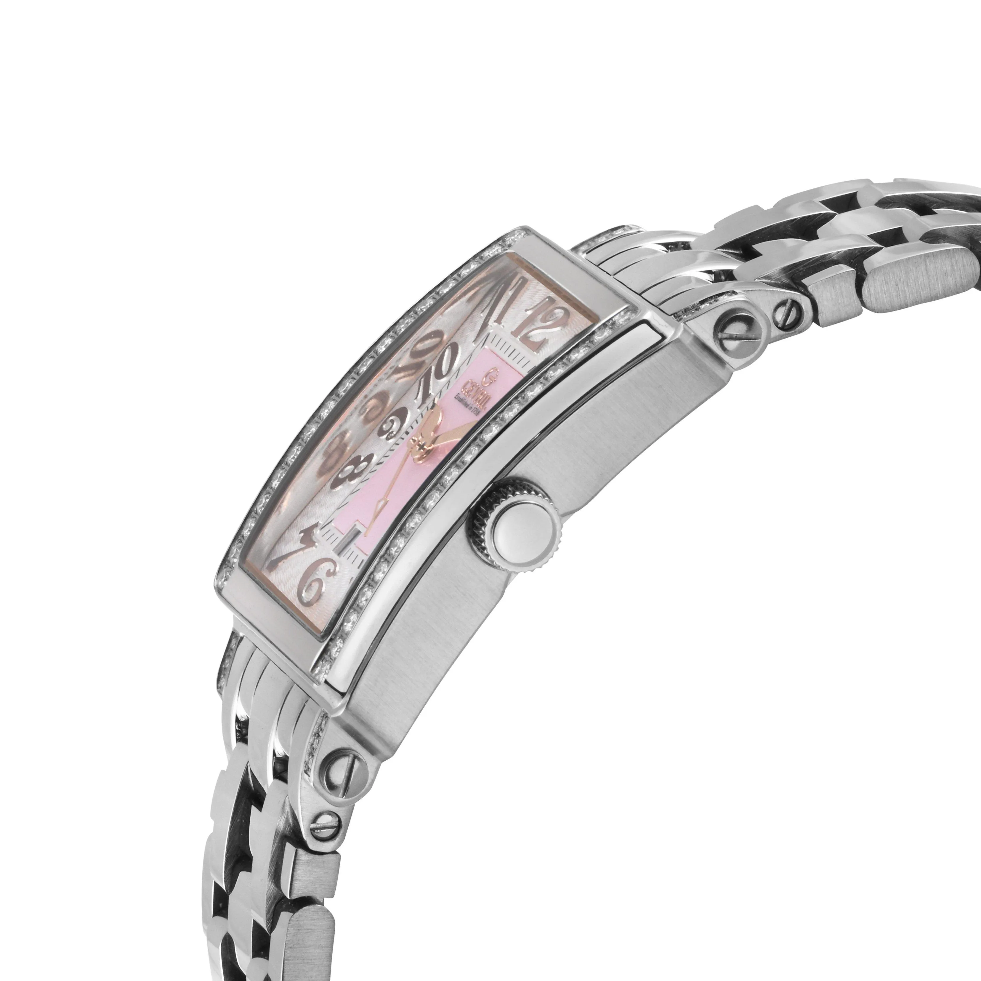 Watches | Ave of Americas Mini Swiss Quartz Diamonds Stainless Steel Diamond Case,  Pink MOP Dial Watch | Gevril