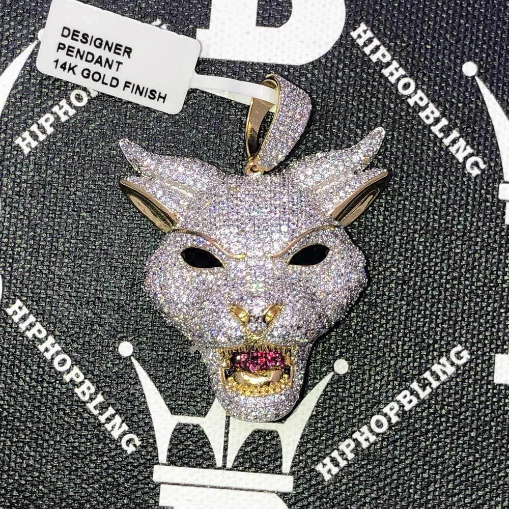 Wolf with Horns CZ Hip Hop Bling Bling Pendant