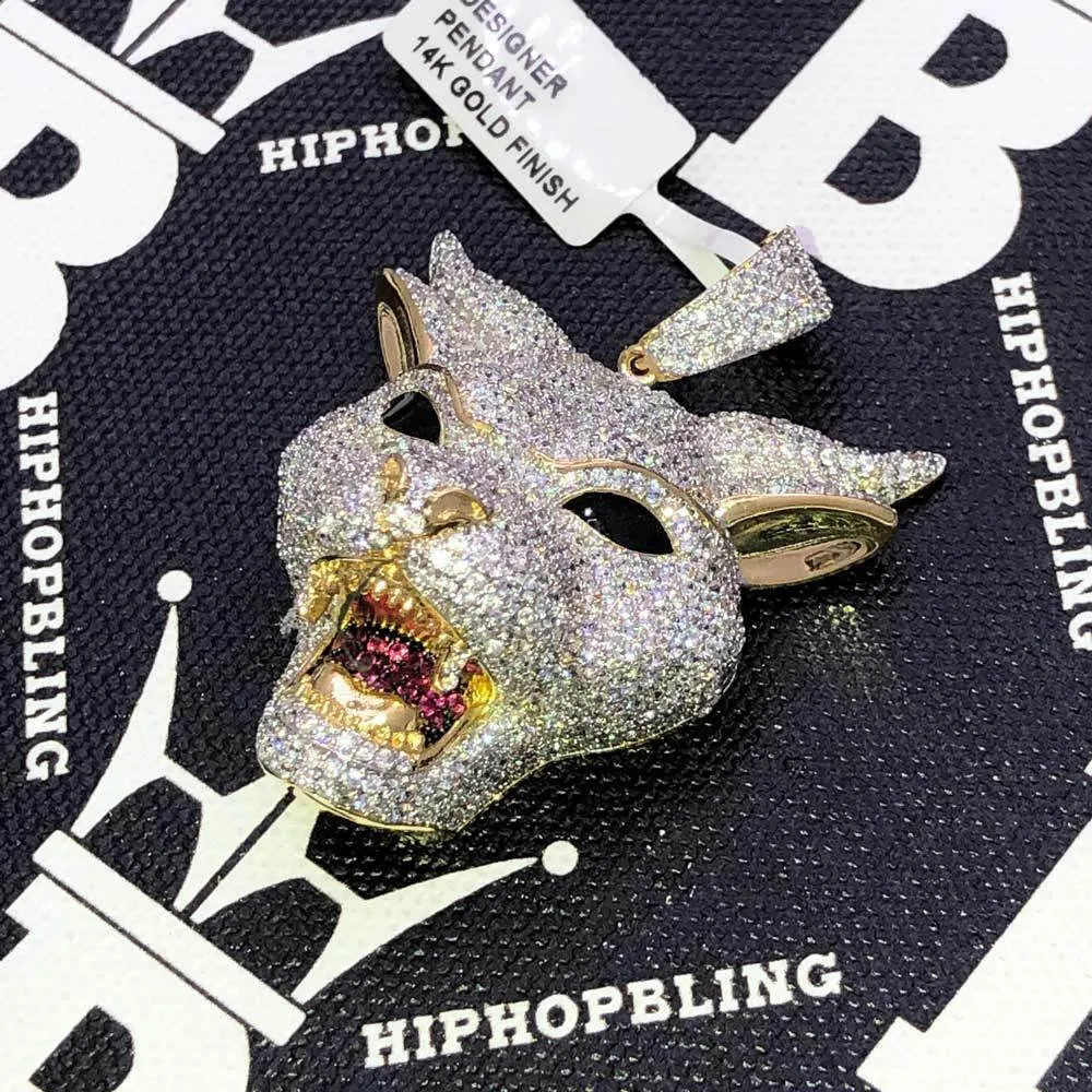 Wolf with Horns CZ Hip Hop Bling Bling Pendant