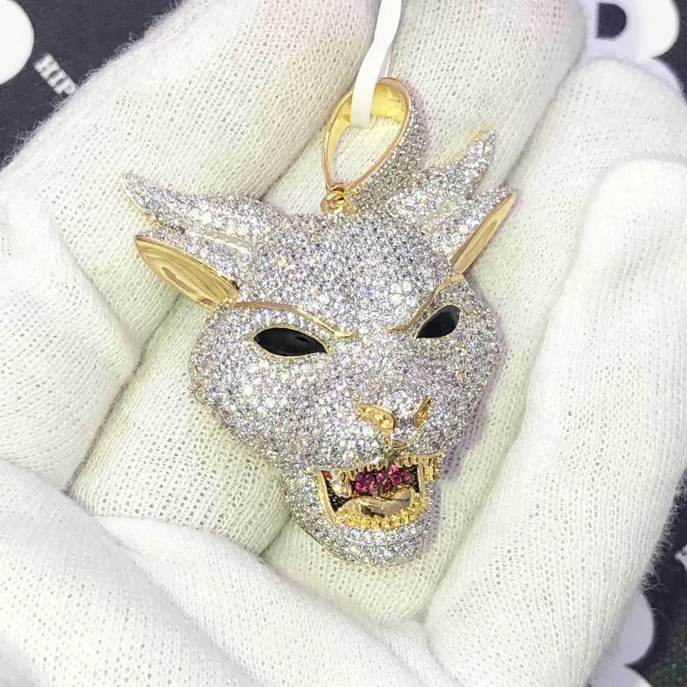 Wolf with Horns CZ Hip Hop Bling Bling Pendant