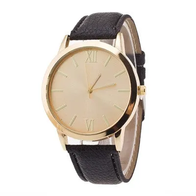 Women Watches Elegant Dress Clock Ladies Roman Numerals PU Leather Band Wrist Watch Relogio Feminino