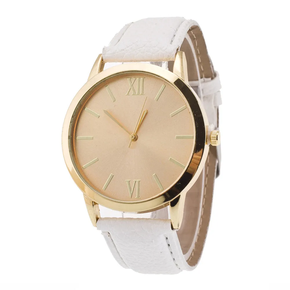 Women Watches Elegant Dress Clock Ladies Roman Numerals PU Leather Band Wrist Watch Relogio Feminino