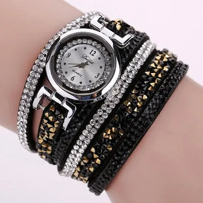 Women Watches Rhinestone Crystal dress Clock Stylish Atmosphere Chic Bracelet Ladies Relogio Feminino