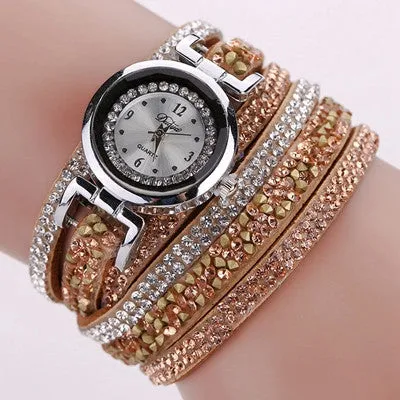 Women Watches Rhinestone Crystal dress Clock Stylish Atmosphere Chic Bracelet Ladies Relogio Feminino