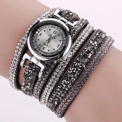 Women Watches Rhinestone Crystal dress Clock Stylish Atmosphere Chic Bracelet Ladies Relogio Feminino