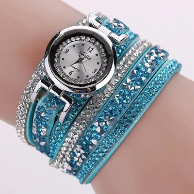 Women Watches Rhinestone Crystal dress Clock Stylish Atmosphere Chic Bracelet Ladies Relogio Feminino