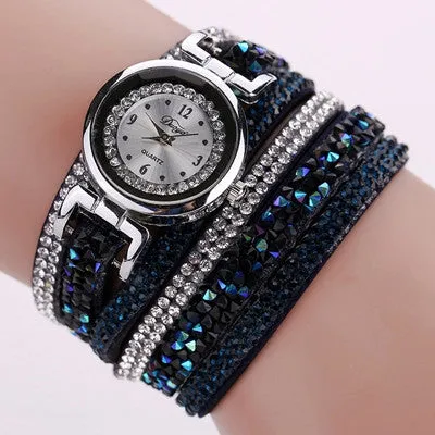 Women Watches Rhinestone Crystal dress Clock Stylish Atmosphere Chic Bracelet Ladies Relogio Feminino