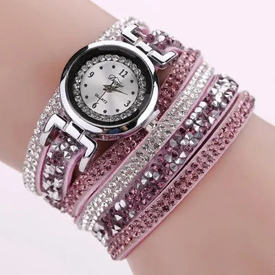 Women Watches Rhinestone Crystal dress Clock Stylish Atmosphere Chic Bracelet Ladies Relogio Feminino