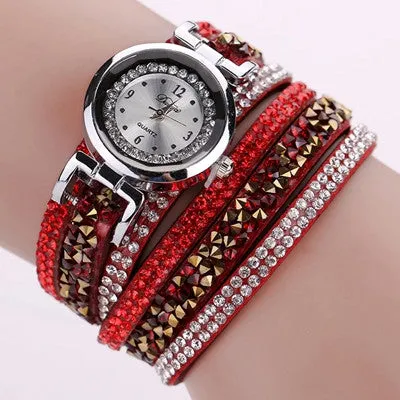 Women Watches Rhinestone Crystal dress Clock Stylish Atmosphere Chic Bracelet Ladies Relogio Feminino