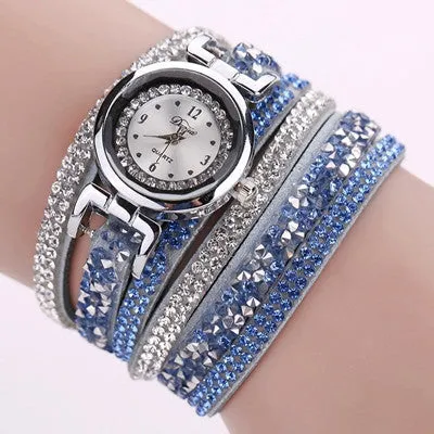 Women Watches Rhinestone Crystal dress Clock Stylish Atmosphere Chic Bracelet Ladies Relogio Feminino